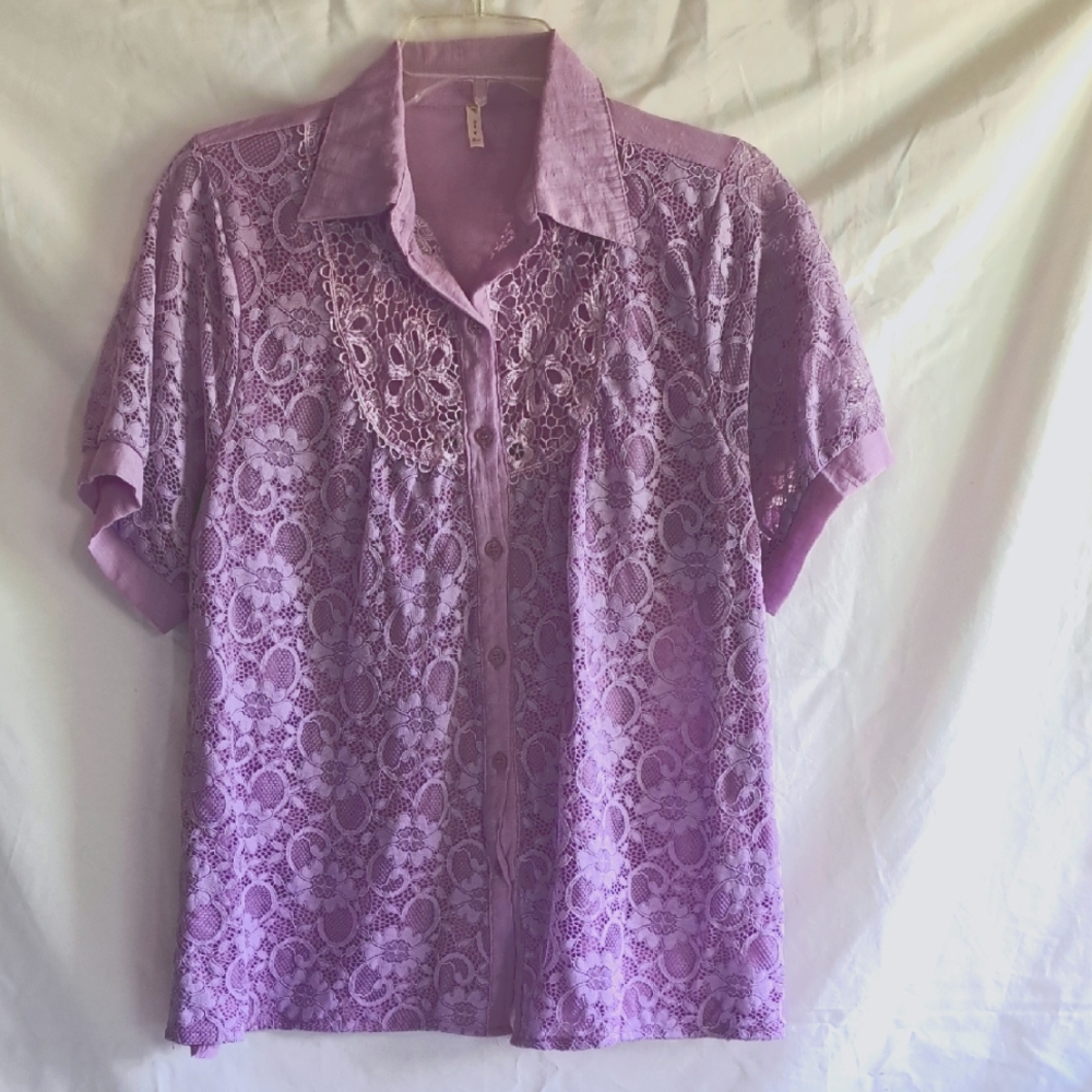 Elegant Lace Purple Women's Top